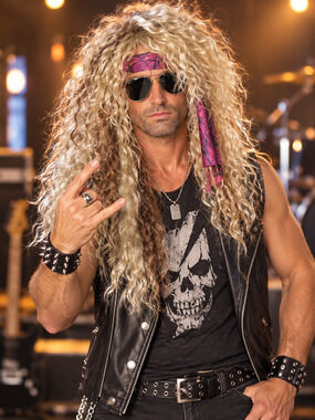 Spirit Long Blonde Heavy Metal Rocker Wig 80s Costume Glam Hair